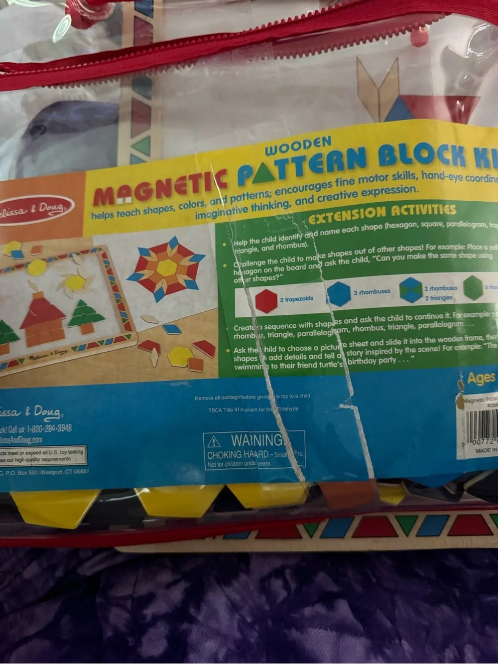 Melissa & Doug Magnetic Pattern Block Kit - Red, Yellow, Blue, Green